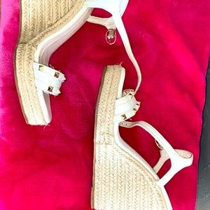 White studded wedges